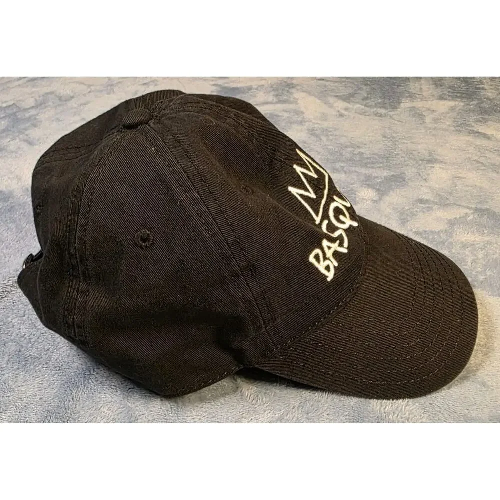 Basquiat x Mad Engine Hat Black Crown Logo Adjustable Strapback Cap OSFM